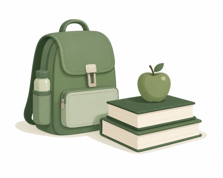 School bag and books
